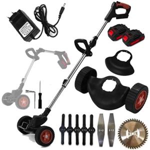 MF artSHOP Decespugliatore Elettrico a Batteria 48V, Multifunzione con Telaio Pieghevole 90°, Lame in Acciaio e Disco Sega, Ruote Rimovibili, Sistema Anti-Collisione, Protezione di Sicurezza