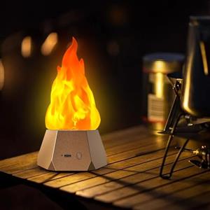 Ollcuz Finta lampada di fuoco, candele senza fiamma ricaricabili USB con fiamma tremolante, luce a fiamma LED a 3 modalità, per campeggio, vacanze, Halloween, Natale, Ringraziamento, decorazioni da