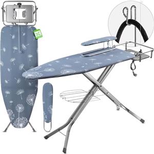 KADAX Asse da Stiro a Vapore Pieghevole con Altezza Regolabile, Supporto per Ferro con Caldaia, Presa Elettrica e Stiramaniche (Blu scuro, 130 x 48 cm)
