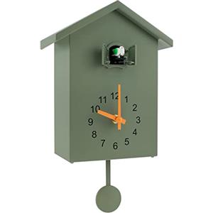 Foppla Orologio a Cucù con Suoneria Vintage in Legno Orologio da Parete Meccanico Alimentato a Batteria Pendolo Stile Antico Casa dell'Uccello in Miniatura Uccello Cantante per Casa Soggiorno Cucina
