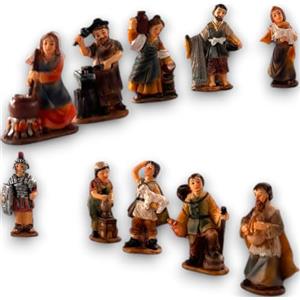 Generico Set di 10 Pastori per Presepe 5 cm, Disponibile in 2 Varianti, Figure Tradizionali in Resina Dipinta a Mano - Personaggi del Presepe, Artigianali, Presepio Natalizio (Modello 2, 5 cm)