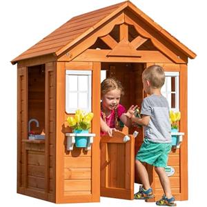 Backyard Discovery Timberlake Casetta per bambini in legno | Resistente alle intemperie, Casetta in legno/Casetta in Legno per Bambini, Casetta bambini in legno per esterni con cucina incl accessori