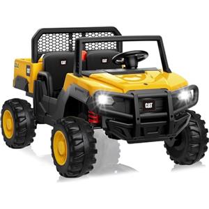 Mondial Toys Macchina Elettrica 2 Posti Caterpillar 24V per Bambini Camion da Cantiere con Cassone Ribaltabile e Pala 4 Motori da 100W Telecomando Carico Massimo 50Kg