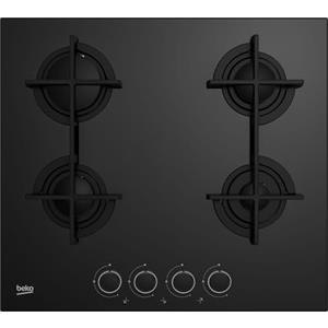 Beko HILG 64225 SB - Piano cottura 4 fuochi gas, 60x52 cm, Vetro, Nero