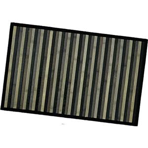 emmevi Tappeto Bamboo Legno Stuoia Antiscivolo Passatoia Pedana Bambù Cucina Bagno Degradè 50x77 Nero