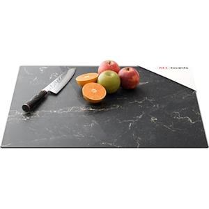 ALLboards Tagliere Coprifornelli in Vetro Universale CON STAMPA MARMO NERO 52x60cm Protezione per Piani Cottura, Piano di Lavoro, in Vetro Temperato, Decorazione Cucina