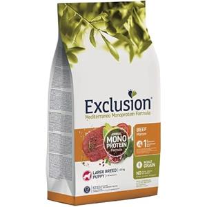 Generico EXCLUSION Mediterraneo Noble Grain Puppy Beef Large Breeds gusto Manzo | alimento secco completo per cani cuccioli di taglia grande di tutte le razze, monoproteico, 1 confezione da 12kg.
