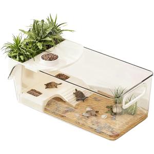 Generico Acquario Per Tartarughe Grande | Terrario Multifunzione Con Piattaforma Solarium Rimovibile | Gabbia Per Tartarughe, Rane Arboree, Salamandre, Gamberi, Animali Piccoli | Interno, Soggiorno, Casa