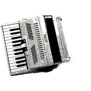 Luke & Daniel - fisarmonica con valigia e tracolla (48 BASSI / 3 REGISTRI, BIANCO)