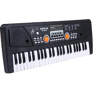 Comtex COMETX Pianoforte elettrico 49 tasti USB Organo elettronico Pianoforte elettrico con microfono Nero Musica digitale Tastiera elettronica Altoparlanti stereo integrati con 16 toni 8 ritmi 6 canzoni