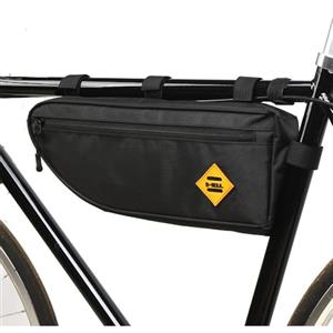 Lagomloot Borsa triangolare per telaio anteriore della bici, grande capacità, impermeabile, per tubo superiore, antiscivolo, per bici da strada e MTB, colore nero