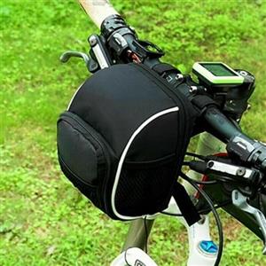 Lagomloot Borsa da manubrio per bicicletta, impermeabile, in poliestere 1680D, con copertura antipioggia, per mountain bike, colore nero, 12 x 11 x 16 cm