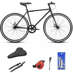 WXHJM Bici da Strada 700C, Bici da Città, Singola Velocità, Telaio in Acciaio ad Alto Tenore di Carbonio, Freni a Disco Bicicletta da Corsa per Uomo Donna A,Single Speed