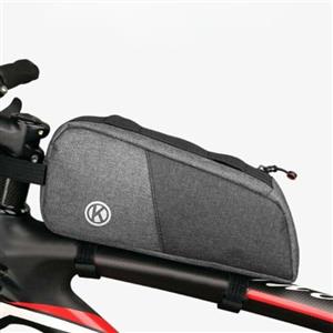 Lagomloot Borsa per telaio bicicletta, grande capacità, tasca frontale con logo riflettente per ciclismo, tessuto Oxford grigio, 25 x 13 x 5,6 cm