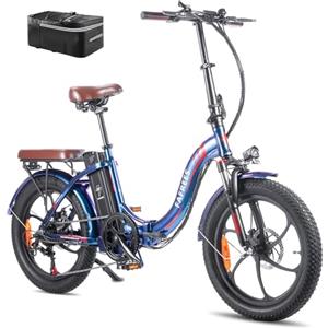 Fafrees Bici Elettrica, Bicicletta Elettrica Pieghevole Donna Uomo, 36V 18Ah Batteria Rimovibile per 120-150KM, 250W Pedalata Assistita MTB, 20 * 3.0 Fat Bike Ebike da Città, F20 Pro Blu