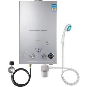 ZHIMAI 6L Scaldabagno a Gas GPL con Modalità Inverno ed Estate Caldaia a Gas GPL da 12 kW a Parete senza Serbatoio Scaldacqua Istantaneo Automatico con Anima in Rame e Display a LED