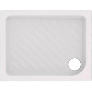 Ceramica Dolomite Piatto Doccia Rettangolare in Ceramica Modello Gemma 2, Design Antiscivolo, 70 x 90 cm, h. 7 cm, Bianco