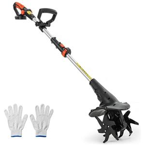 Outsunny Motocoltivatore Cordless 18V, Motozappa 20cm Larghezza, 18cm Profondità, 4 Lame, Manico Regolabile, per Orto, Giardino e Terreni, Batteria e Caricabatterie Non Inclusi