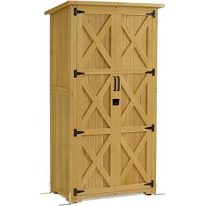 MCombo M MCombo - Armadio da giardino in legno, casetta per il giardino piccola resistente alle intemperie, casetta per attrezzi da esterno, per esterni balcone terrazza, 0878-F (Natur)