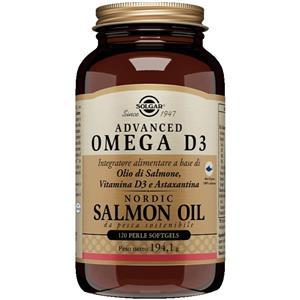 Solgar Advanced Omega D3 - Integratore con Olio di Salmone Selvaggio, Vitamina D3 e Astaxantina, 120 Perle Softgel
