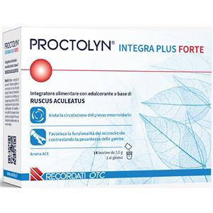 Recordati Proctolyn Integra Plus Forte - Integratore per Microcircolazione e Benessere Emorroidario - 14 Bustine
