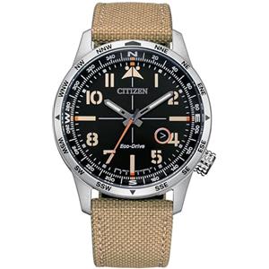 Citizen Orologio analogico unisex con cinturino in pelle BM7550-10E, Argento