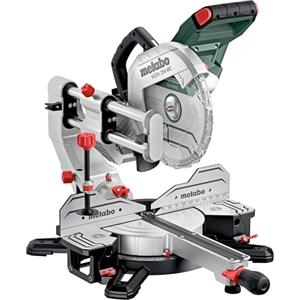 metabo Sega KGSV 254 MC - 1450 W, lama per sega da 254 mm, con funzione di trazione, linea di taglio LED, velocità variabile, inclinabile su entrambi i lati, compatta, taglio preciso, aspirazione