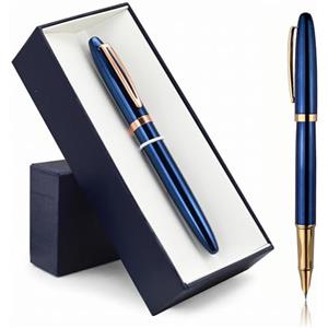 ANCOLOFIS Penna stilografica personalizzata - Penna stilografica ricaricabile di lusso - con scatola della 2 cartucce di inchiostro nere extra, nome personale/slogan inciso/perfetta per banca, ufficio