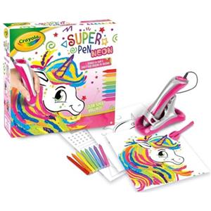 Crayola Super Pen Unicorno Neon - Penna Magica per Sciogliere Pastelli a Cera e Creare Disegni in Rilievo, Sicura e Creativa per Bambini 8