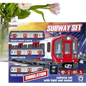 Generico Trenino Elettrico Giocattolo - Kit Da Gioco Su Rotaia Alimentata Da 600 G, Locomotiva Metropolitana Vintage, Set Di Veicoli Focalizzati Sull'apprendimento, Layout Dinamico Dei Binari, Intrattenimento