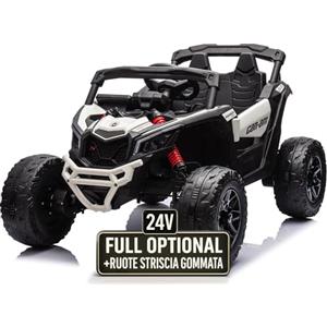 TOYSCAR Auto Macchina Elettrica per Bambini 24V UTV CAN AM MAVERICK Full Optional Telecomando 2 Motori da 200W Porte Apribili Carico 25 Kg TOYSCAR (bianco)