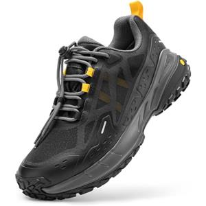 FitVille Scarpe da Escursionismo Uomo Extra Larghe Impermeabili e Antiscivolo Sneakers da Trekking Scarpe Sportive per Camminare e Outdoor Nero 42 EU Larga