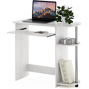 Furinno Semplicistico Scrivania per Computer, Legno ingegnerizzato, Quercia Bianca/Acciaio Inossidabile, 40.01 (D) x 80.01 (W) x 73.03 (H) cm