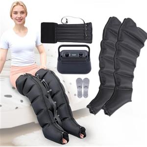 LQJHDM Pressoterapia Gambe e Addome, Stivali Presoterapia Gambe, Professionale Massaggiatore Pressoterapia per Casa Addome e Gambe Braccia, 0-30 Min, 0-240 Mmhg Regolabili (Nero2braccia+2gambe+addome)