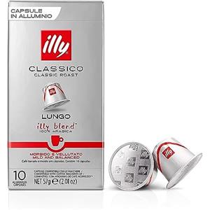 illy Caffè CLASSICO Lungo, tostatura classica, in capsule di caffè compatibili* con Nespresso - 1 confezione da 10 capsule