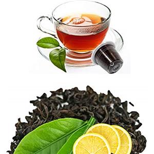 KICKKICK Tè Nero Naturale al Limone in Capsule Compatibili con Nespresso (50pz) The Nero dello Sri Lanka aromatizzato con Scorza di Limone, Prodotto Kickkick