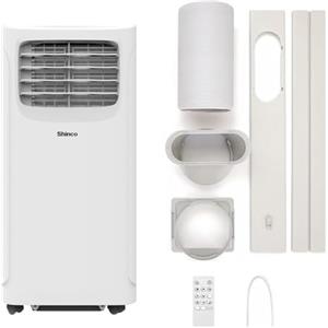 SHINCO 9000BTU Condizionatore Portatile con Funzione 3 in 1, Aria Condizionata, Deumidificatore, Ventola, Modalità Sleep, 2.6Kw, Per max 22㎡, Telecomando, Timer 24h, Kit Finestre