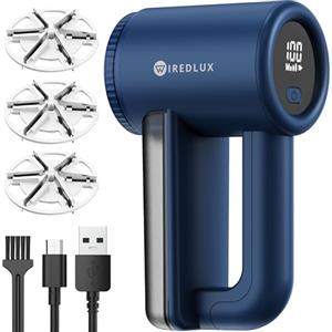 WiredLux Levapelucchi Elettrico WiredLux - Levapelucchi Ricaricabile per Vestiti e Mobili - 3 Velocità Regolabili, Spazzola a 6 Lame, Display a LED, Ricarica USB (Blu)