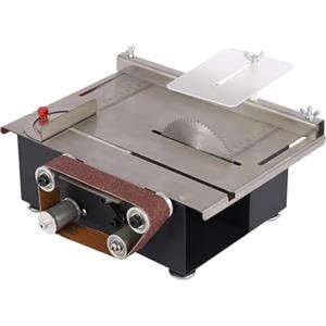 panfudongk Mini sega circolare da tavolo fai da te con nastro abrasivo e motore da 200 W per taglio legno, taglio metallo e applicazioni fai da te, 33 mm