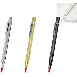XTEES Penna tagliapiastrelle in ceramica, pennarello in metallo per vetro, penna per tagliare piastrelle in ceramica, strumento per piastrelle in metallo, vetro, ceramica, metallo (3 pezzi)
