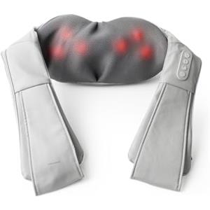 InnovaGoods® Shiatsu, massaggiatore cervicale elettrico con funzione di calore, 2 livelli di intensità, 2 testine ergonomiche rotanti, ideale per collo, schiena, lombare