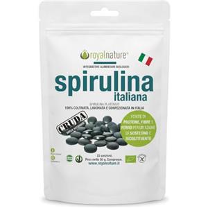 Royal Nature Alga Spirulina Bio Cruda, Ricca di ficocianina - 100 compresse 50 gr