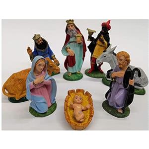 Christmas Decoration Natività per Presepe 8 Pezzi Resina 7 Cm Sacra Famiglia Natale Decorazione