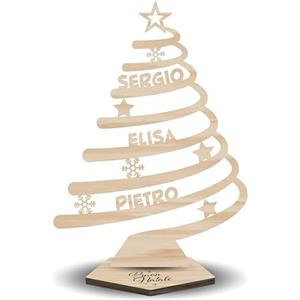 Lol t-shirt Albero in Legno Buon Natale Personalizzato con Nomi - Idea Regalo Natale