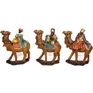 Aurora Store Set 3 RE Magi a Cammello Natività da h. 11 cm Presepe Statuine in Resina con 3 soggetti Personaggi da 9 x 3 x h. 11 cm Sacra Famiglia