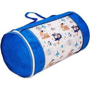 Best For Kids Materasso per bambini, 70 x 140 cm, pieghevole per bambini, con rivestimento blu per borsa da viaggio, 70 x 140 cm, in 100% cotone morbido, materasso da viaggio, materasso da pavimento