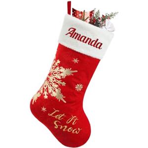 NIBESSER Calza Befana Personalizzata Calze Natalizie da Appendere con Nome Calza Befana Vuota Idea Regalo per Epifania Natale Decoraizione Natalizia per Camino (Stile N, 1 Pezzo)