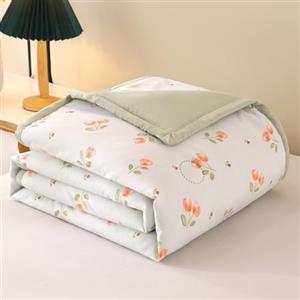DOTBUY-SHOP Trapuntino Copriletto Estivo Primaverile, Trapunta Leggera, 100% Poliestere Copriletto Trapuntato Cotone per Letto Singolo Letto Matrimoniale (Fiori tulipano,150x200)