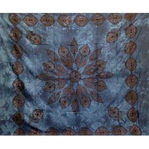Seamar Telo Copritutto Grande Pavone 100% Cotone Indiano Stampato 210x240 cm (Blu)