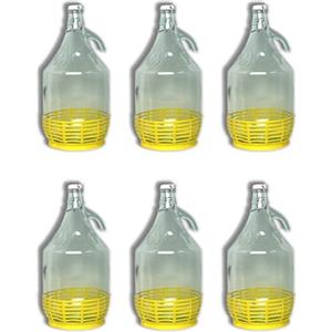 FERROELETTRA Damigiana Vetro 5 Litri - Bottiglione con Chiusura Meccanica Ermetica Con Guarnizione Dama per Olio - Contenitore Olio 5 Litri - Damigiane e Bottiglioni per Prodotti Alimentari (6 Pezzi)